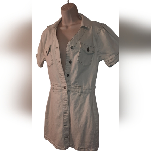 Celebrity Pink Jean Cream Button-Up Mini Dress - Picture 11 of 12